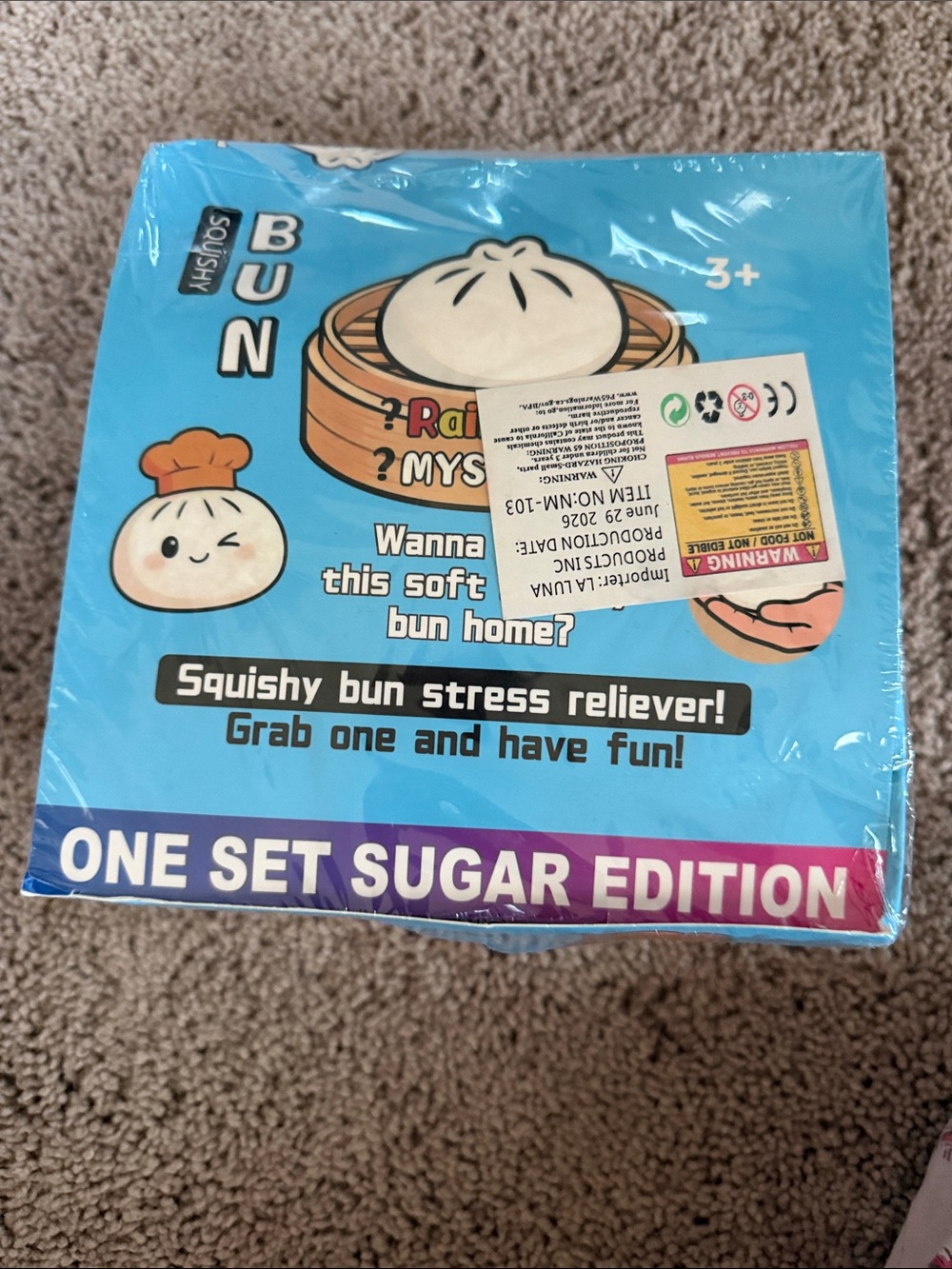 Jumbo Squishy Bun Stress Reliever - Blue One Set Sugar Edition